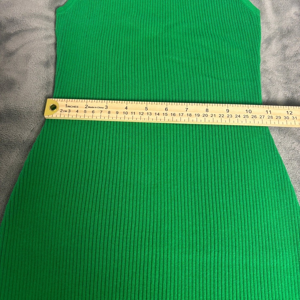 PrettyGuide Women's M Green Ribbed Knit Maxi Dress Sleeveless Bodycon Slit - Picture 6 of 9